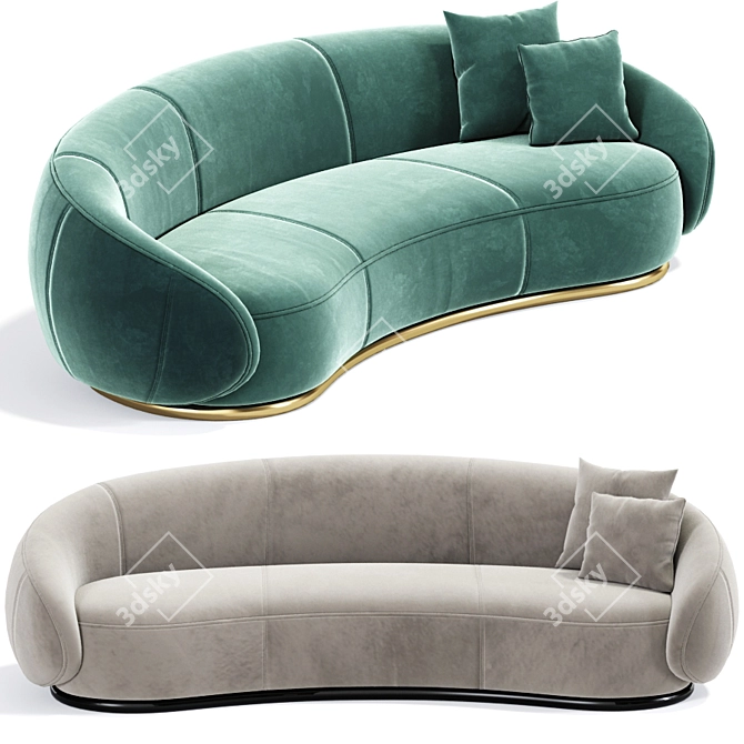 Glamour Curved Sofa: Vray & Corona-Compatible 3D model image 2