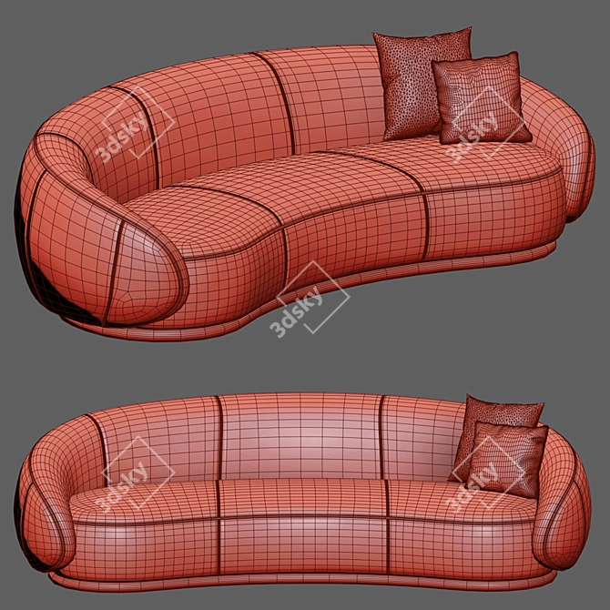 Glamour Curved Sofa: Vray & Corona-Compatible 3D model image 4