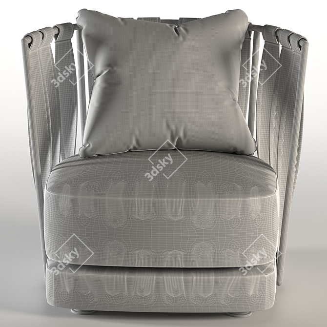Elegant Armchair with 2 Fabric Materials 3D model image 5