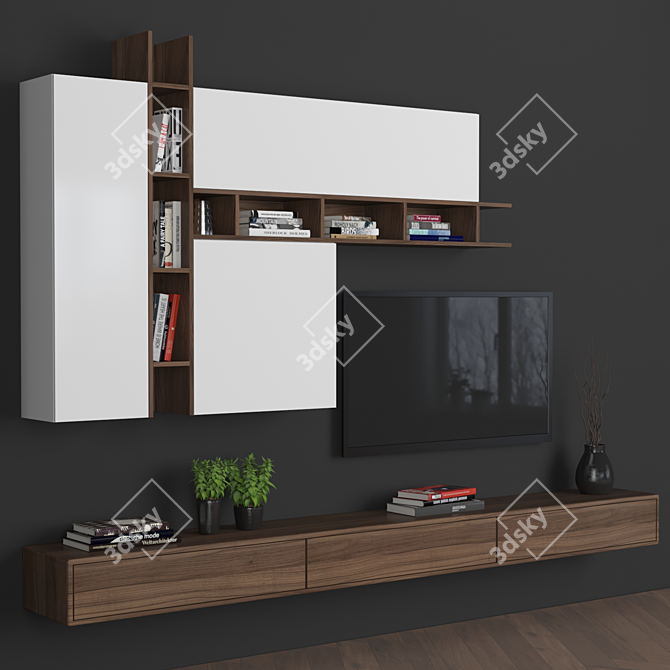 Modular TV Wall: High-Quality Design & Easy Customization 3D model image 3