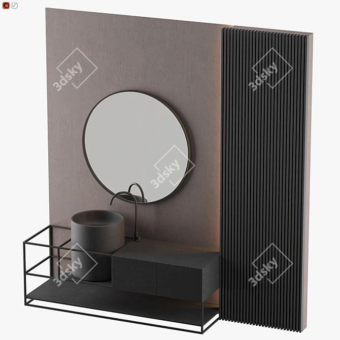 Modern Gray Bathroom Set 3D model image 3