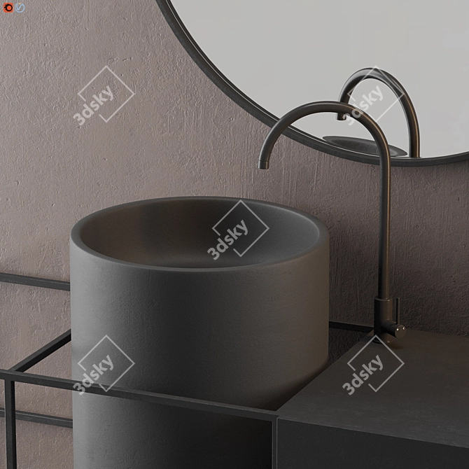 Modern Gray Bathroom Set 3D model image 4