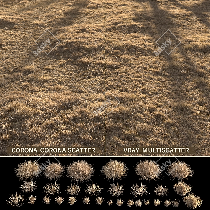 Dried Grass Landscape: 30 Scattered Patterns 3D model image 2