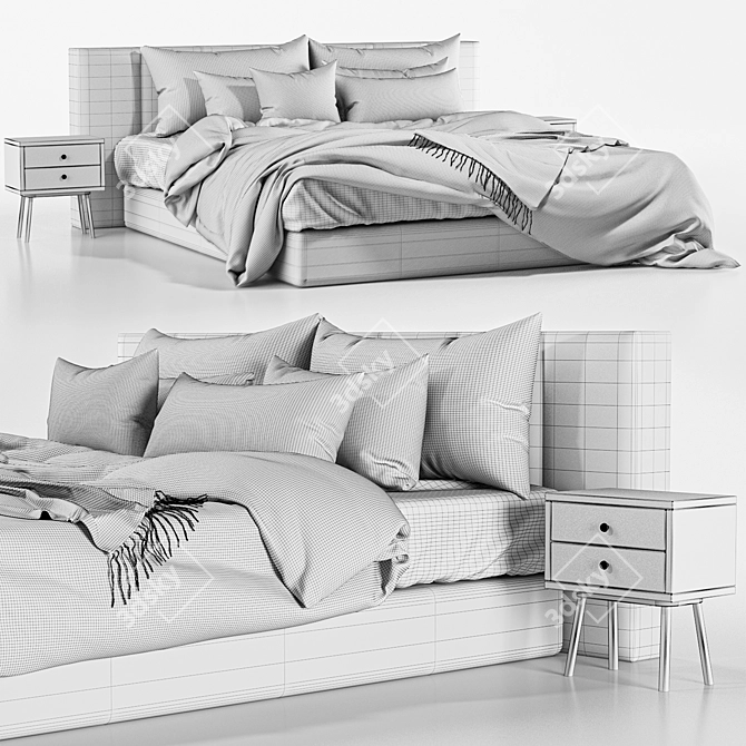 Elegant Poliform Bed 3D model image 6