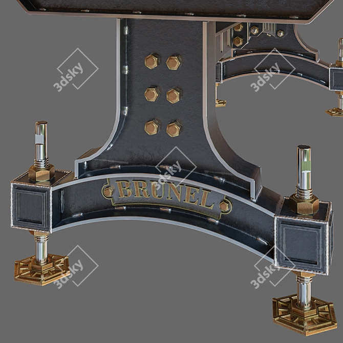 Industrial Steel Vintage Table: BRUNEL 3D model image 2