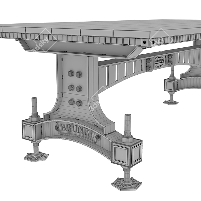 Industrial Steel Vintage Table: BRUNEL 3D model image 8