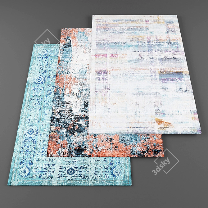 Modern Rugs Set: High-Resolution, 5 Pieces 3D model image 1