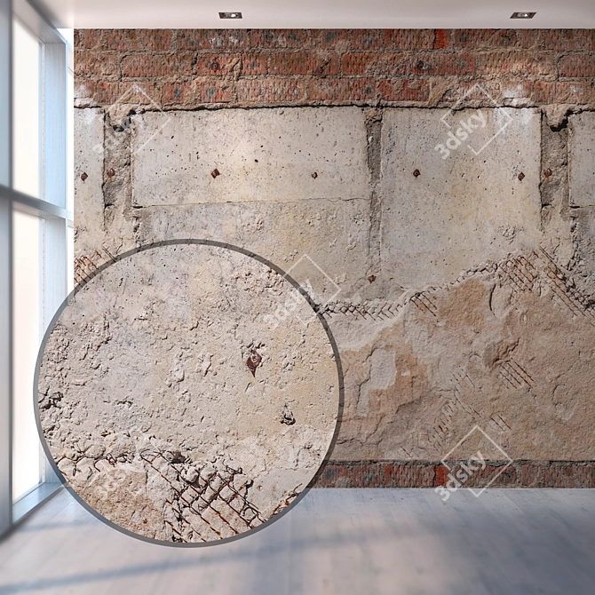 Seamless Custom Texture: High-Resolution Detailed Old Wall 3D model image 1