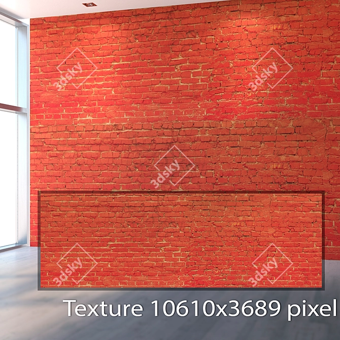 Title: Authentic Red Brick Wall 3D model image 2