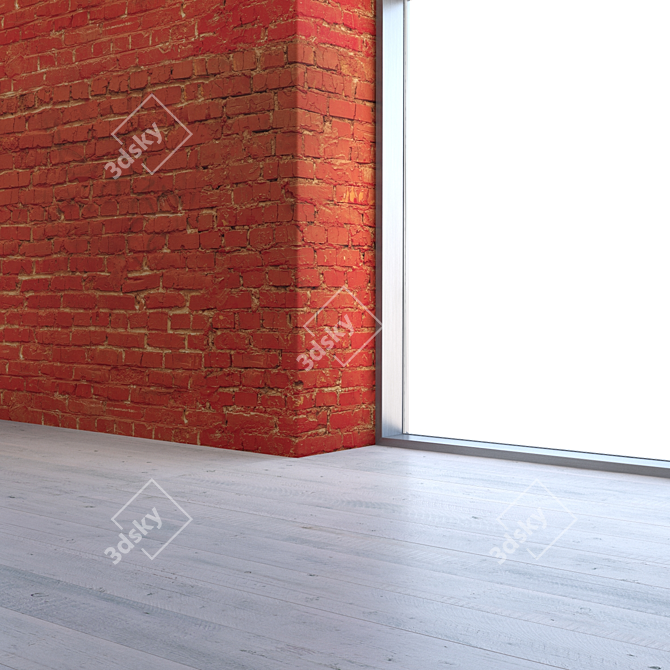 Title: Authentic Red Brick Wall 3D model image 4