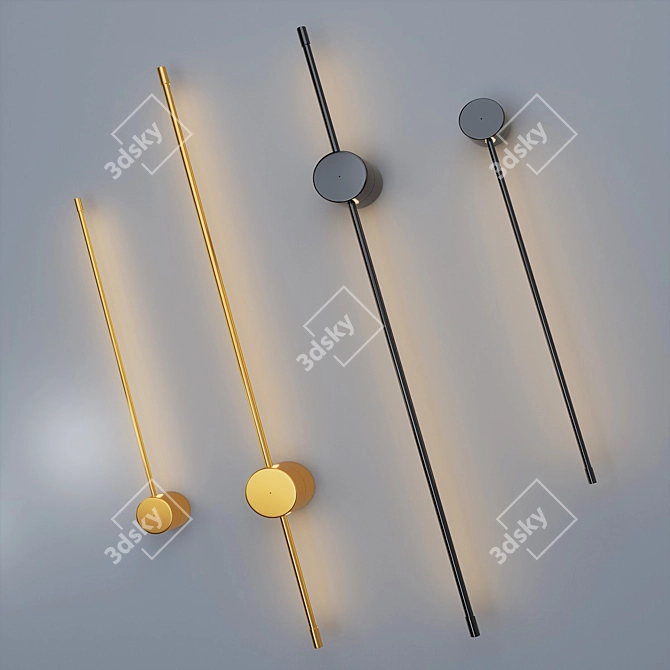 Sleek Aluminum LED Wall Light 3D model image 2