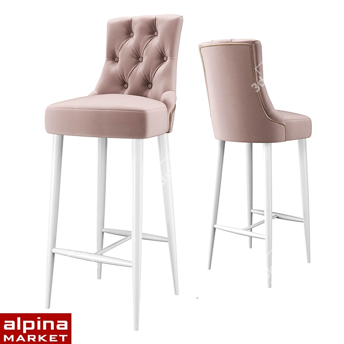 Elegant Upholstered Bar Chair 3D model image 2