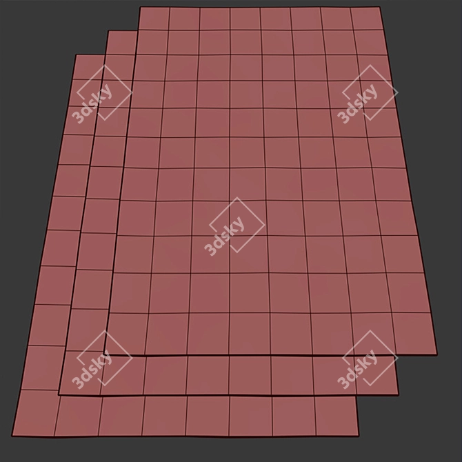 Minimalist Non-Slip IKEA Rugs Set 3D model image 2