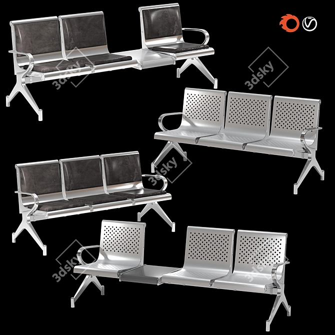 Traveler's Rest: Airport & Railway Chairs 3D model image 1