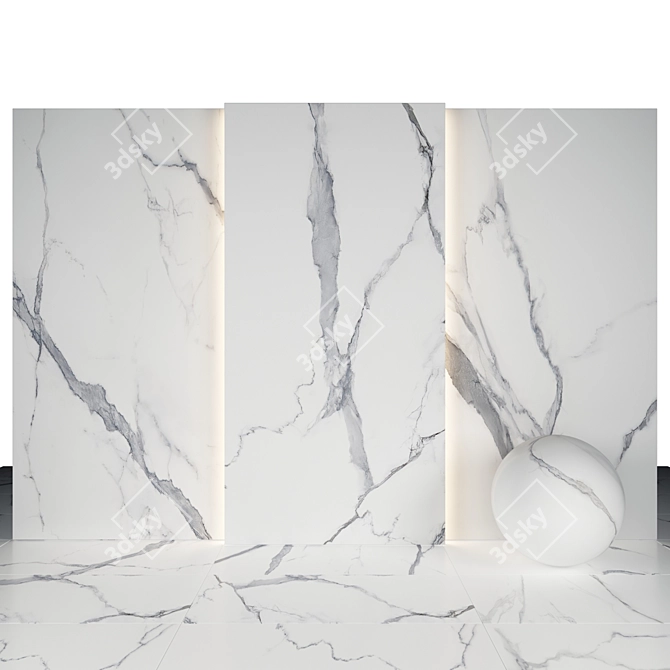 Elegant Statuario White Marble 3D model image 2