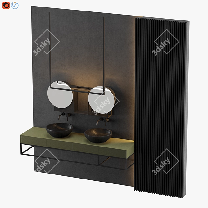 Modern Gray Bathroom Set 3D model image 3