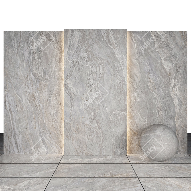 Premium Gray Stone Slabs 3D model image 2