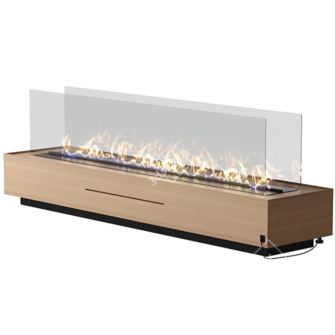 Modern Independent Wood Fireplace 3D model image 1