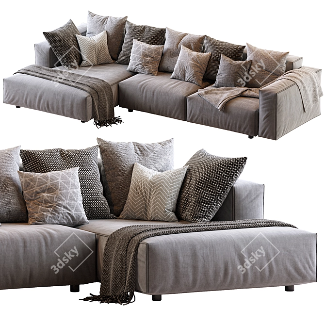 Hills Modern Sofa: Elegant and Stylish 3D model image 2