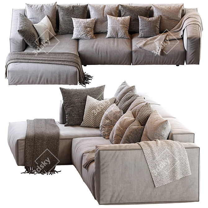 Hills Modern Sofa: Elegant and Stylish 3D model image 3
