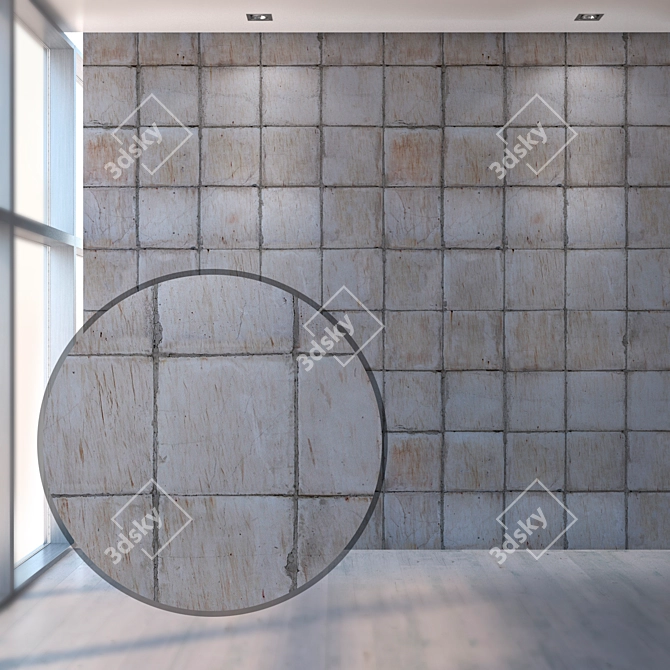 Seamless Facade Concrete Tiles- High Resolution & Detail 3D model image 1