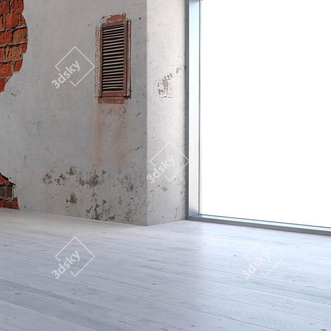 Destructed Brick Wall Texture 3D model image 4