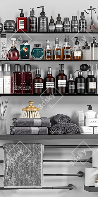 Elegant Bathroom Accessories Set 3D model image 10