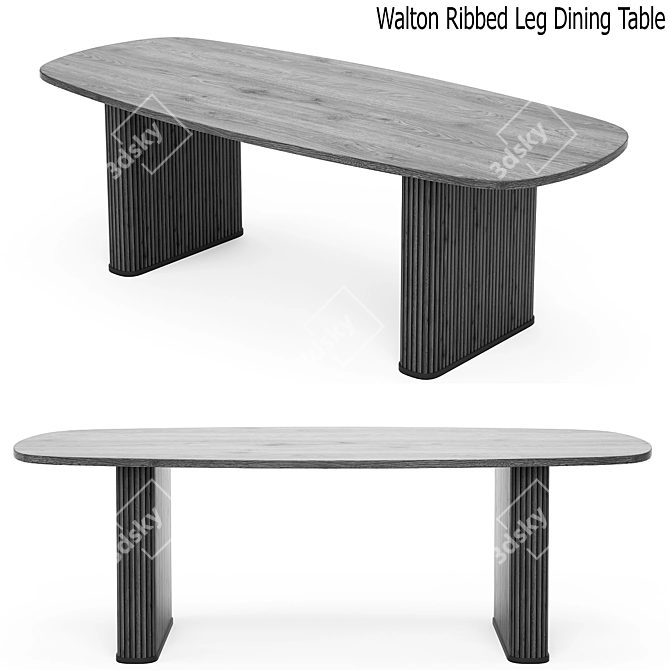 Walton Ribbed Leg Dining Table 3D model image 4