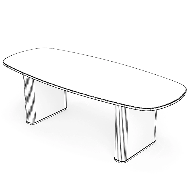 Walton Ribbed Leg Dining Table 3D model image 6