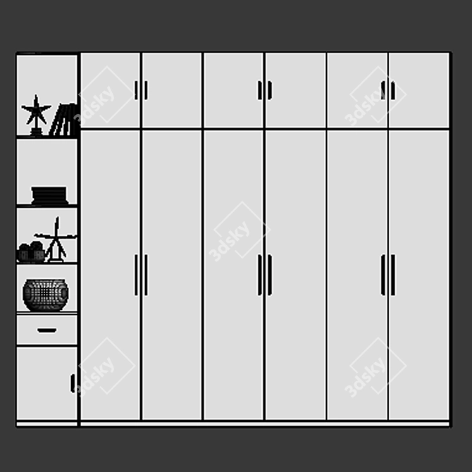 Modern 350cm Furniture Shelf 3D model image 3