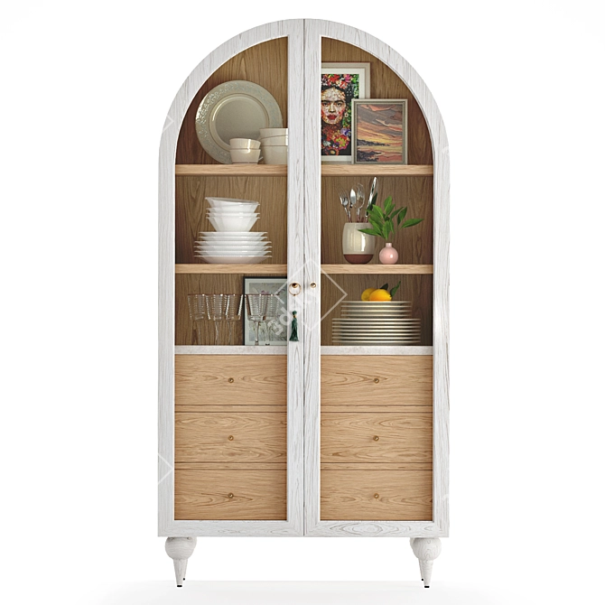 Fern Storage Cabinet: Elegant Wooden with Glass Doors 3D model image 1