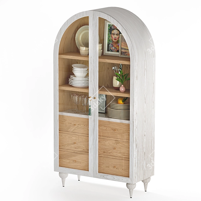 Fern Storage Cabinet: Elegant Wooden with Glass Doors 3D model image 2