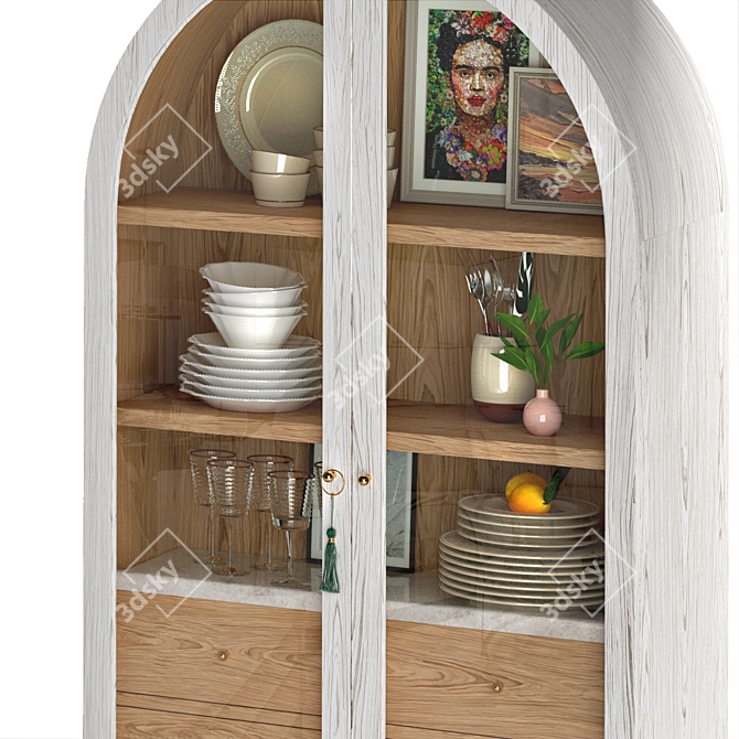 Fern Storage Cabinet: Elegant Wooden with Glass Doors 3D model image 4