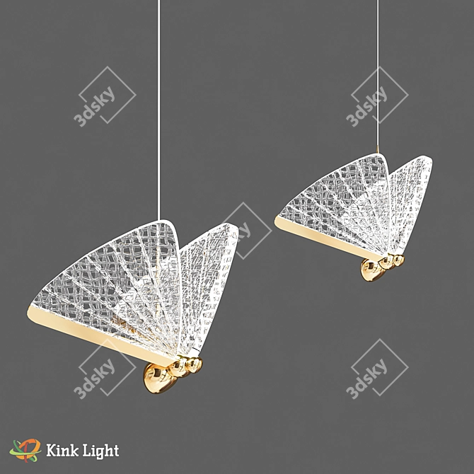 Golden Butterfly Pendant Light 3D model image 3