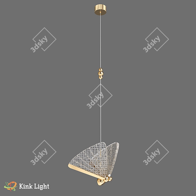 Golden Butterfly Pendant Light 3D model image 4