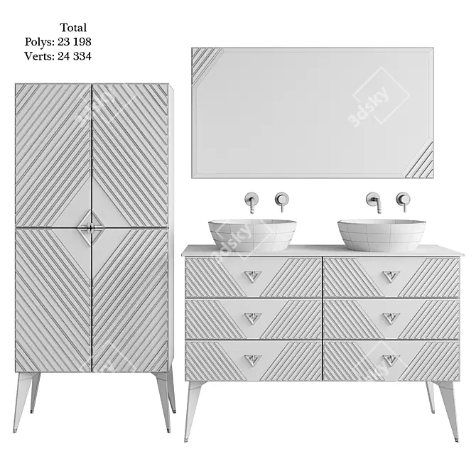Modern Grey and White Bathroom Furniture Set 3D model image 7