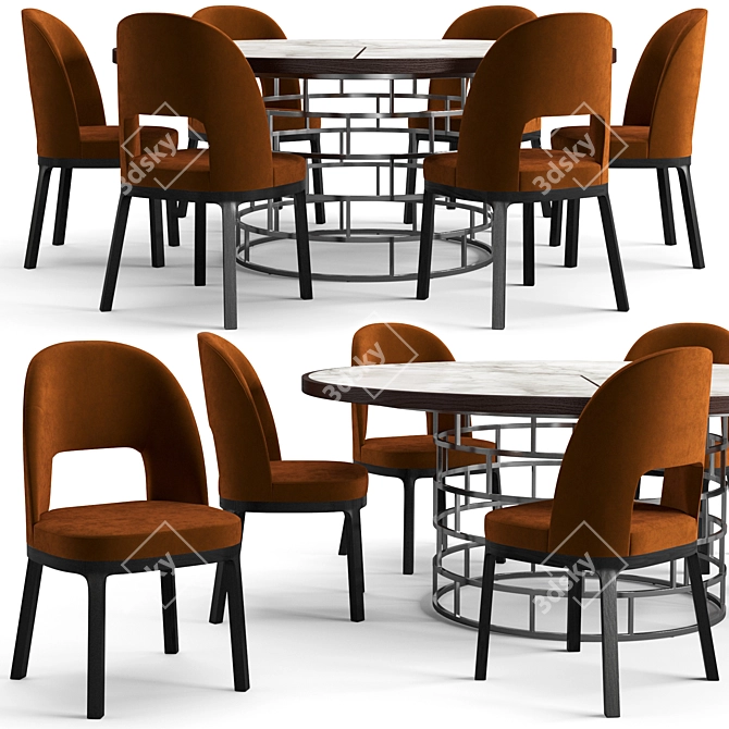 Elegant Flexform Mood Dining Set 3D model image 1