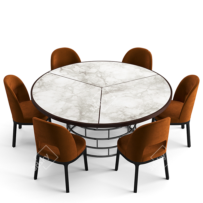 Elegant Flexform Mood Dining Set 3D model image 2