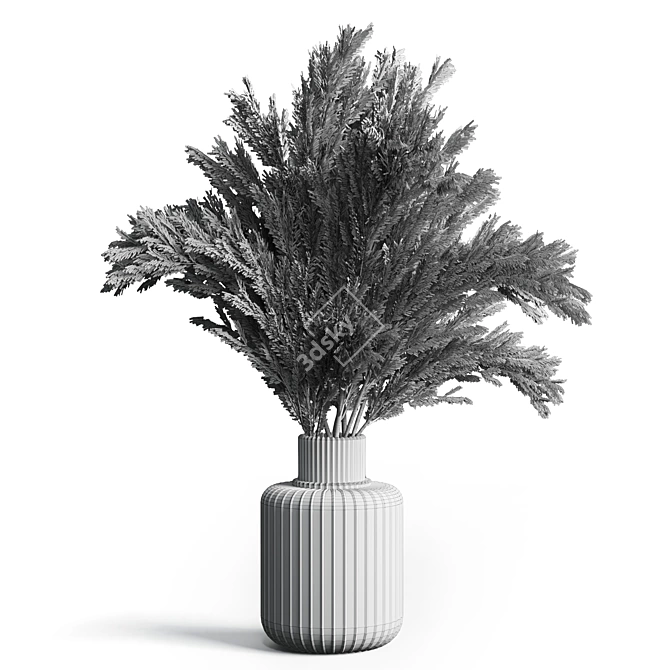 Elegant Dry Lavender Bouquet in Glass Vase 3D model image 3