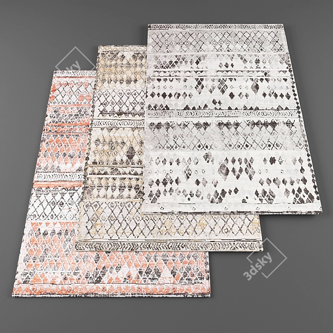 Modern Rug Set (4 Pieces) 3D model image 1