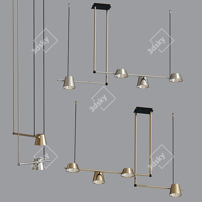 Sleek LED Linear Luminaire 3D model image 1