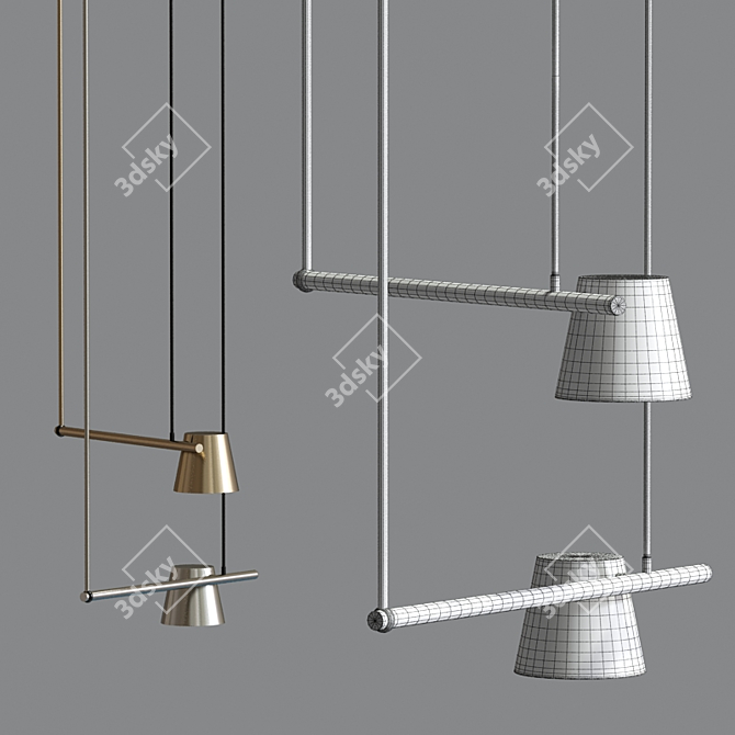 Sleek LED Linear Luminaire 3D model image 2