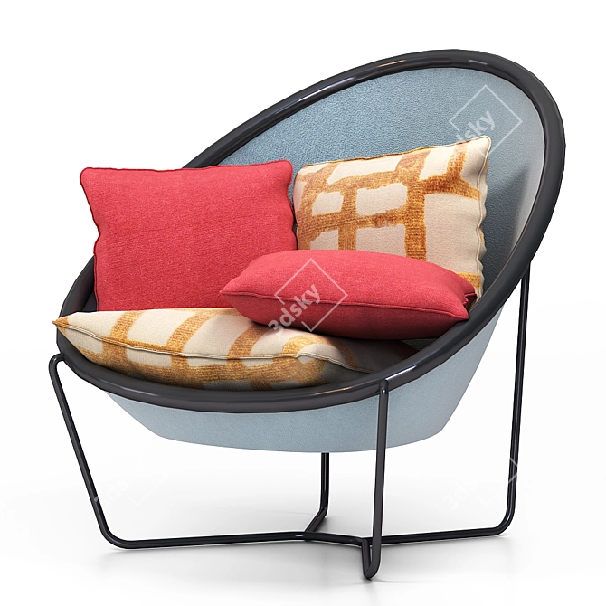 Modern Fabric Metal Lounge Chair 3D model image 1