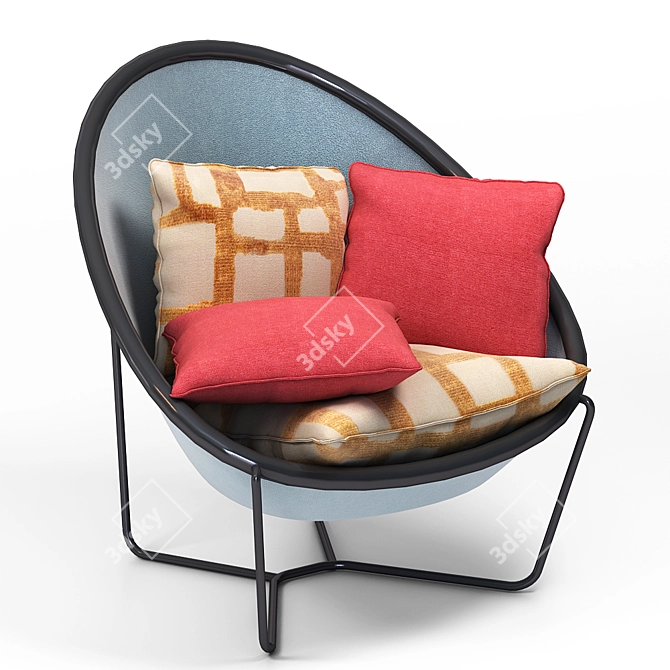 Modern Fabric Metal Lounge Chair 3D model image 2