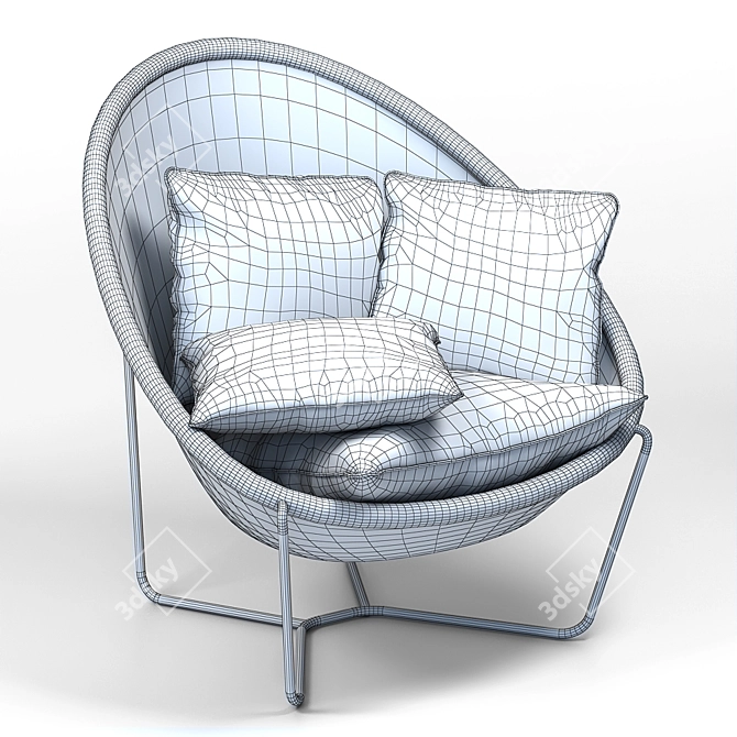 Modern Fabric Metal Lounge Chair 3D model image 3