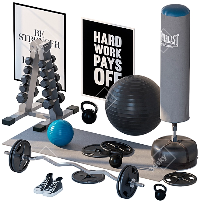 Title: Versatile Home Gym Storage Solution 3D model image 1