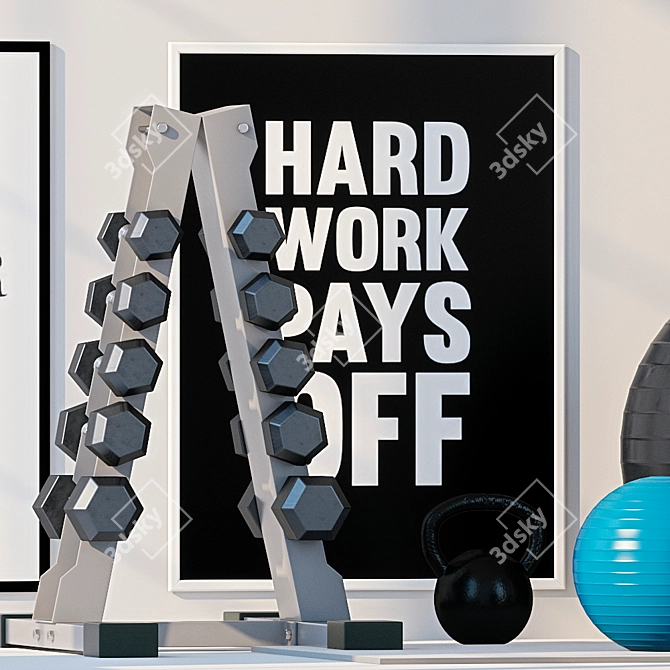 Title: Versatile Home Gym Storage Solution 3D model image 2