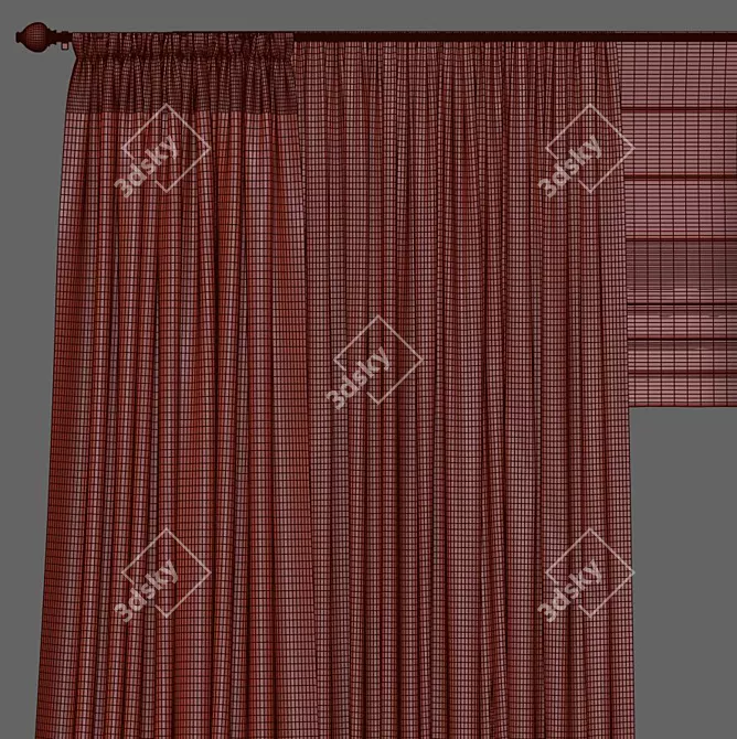 Elegant Draped Curtain 875 3D model image 3