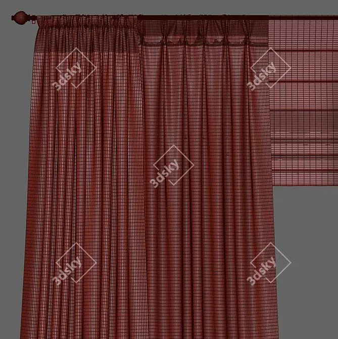 Elegant Draped Curtain 875 3D model image 4