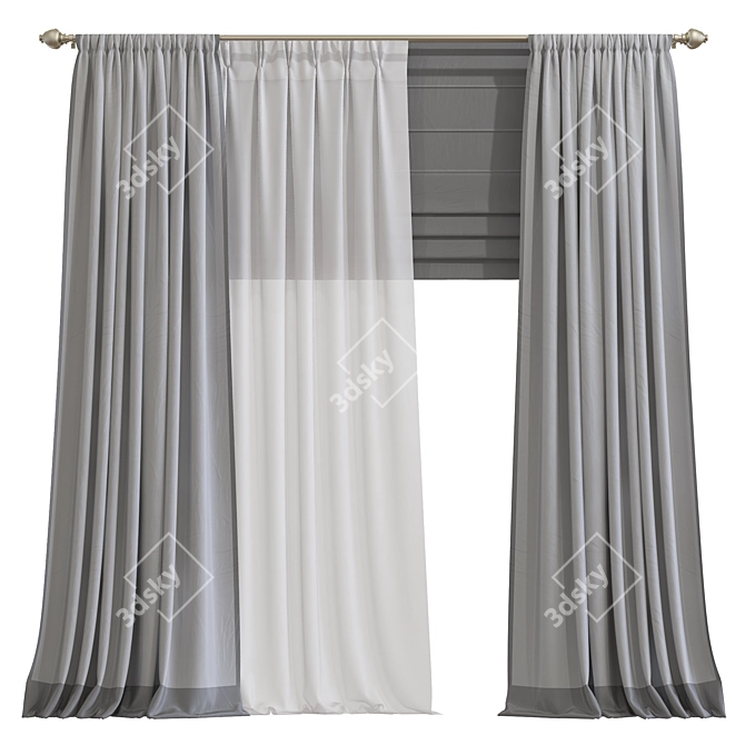 Elegant Draped Curtain 875 3D model image 5